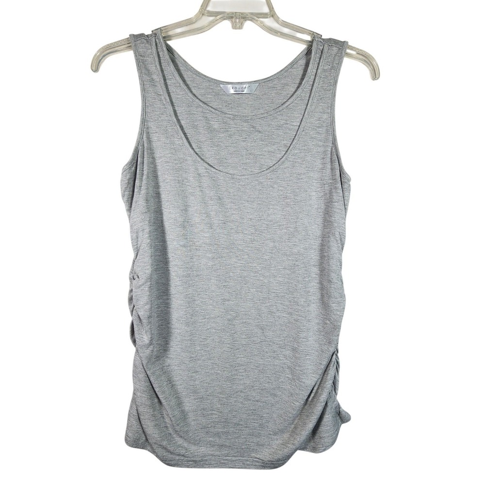 Ekouaer Women Large Ruched Sleeveless Tank Top Gray Stretch Athleisure Lounge